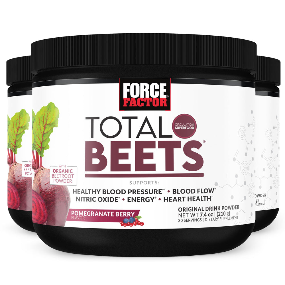 Force Factor Total Beets powder container showing natural beetroot energy support