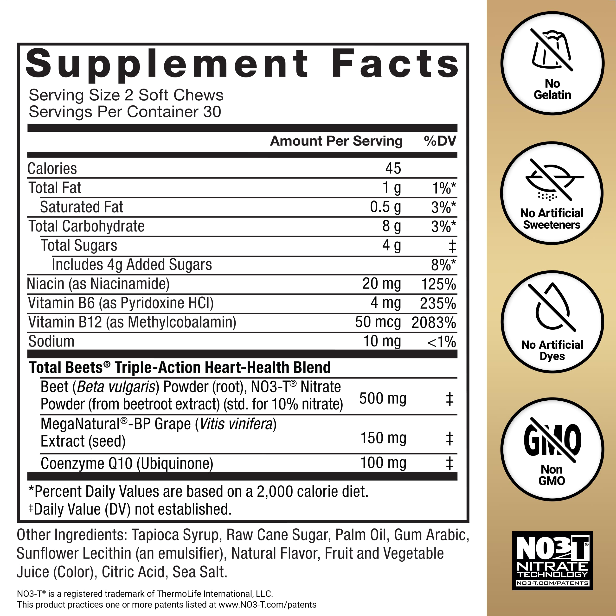 Force Factor Total Beets third-party testing seal on bottle for quality assurance.