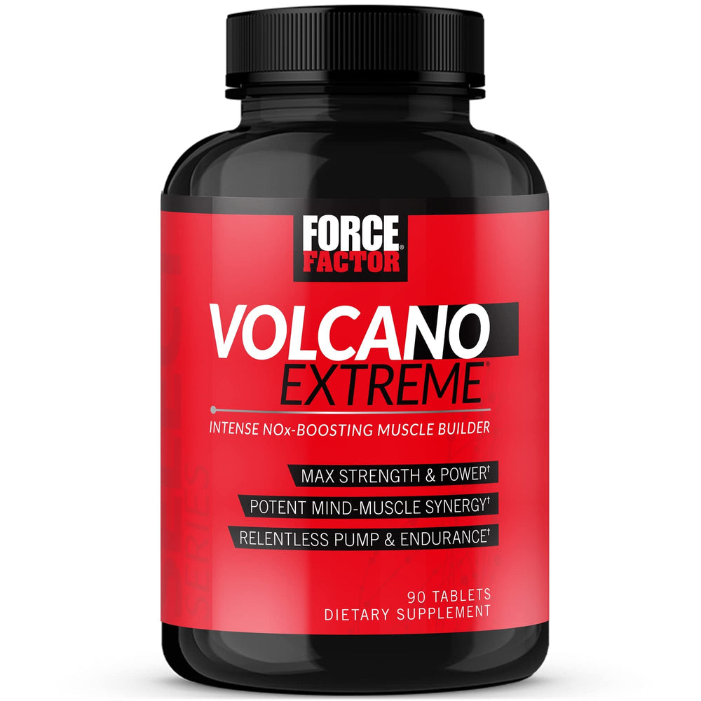 Force Factor VolcaNO Extreme bottle front highlighting pre-workout formula for pumps
