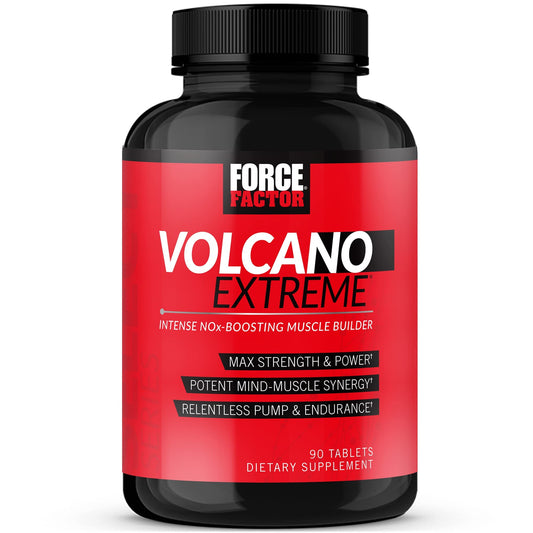Force Factor VolcaNO Extreme bottle front highlighting pre-workout formula for pumps