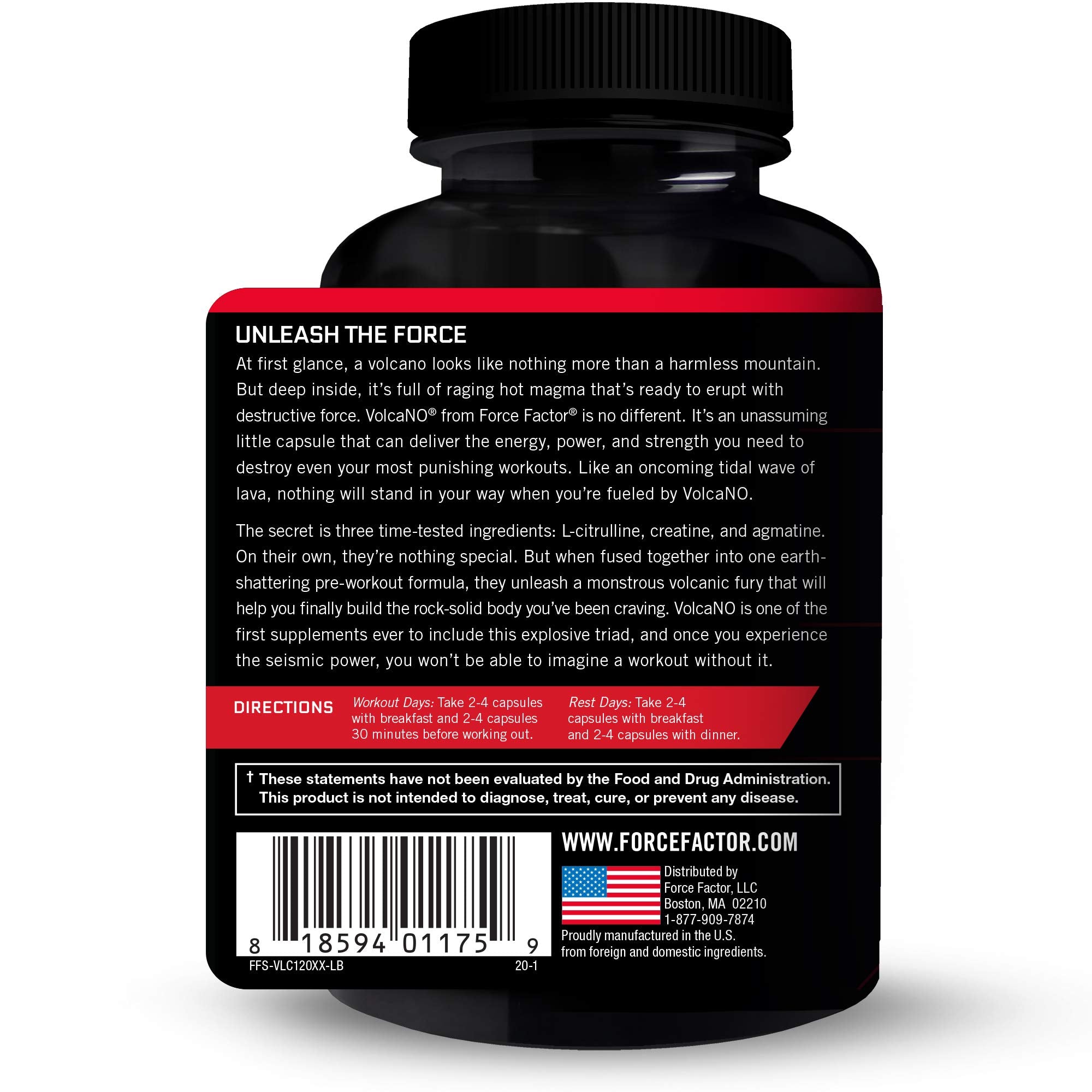 Force Factor Volcano ingredient highlights L-Citrulline for pumps