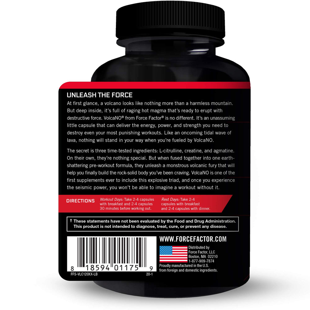 Force Factor Volcano ingredient highlights L-Citrulline for pumps