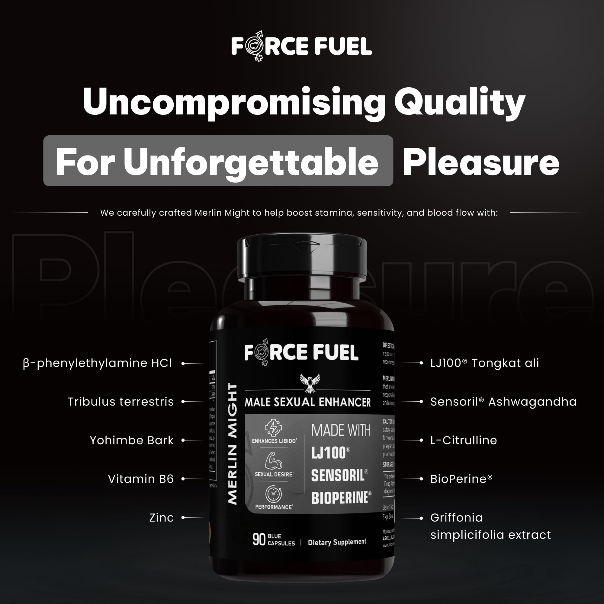 Force Fuel Bioperine capsule close-up — boosts ingredient absorption.