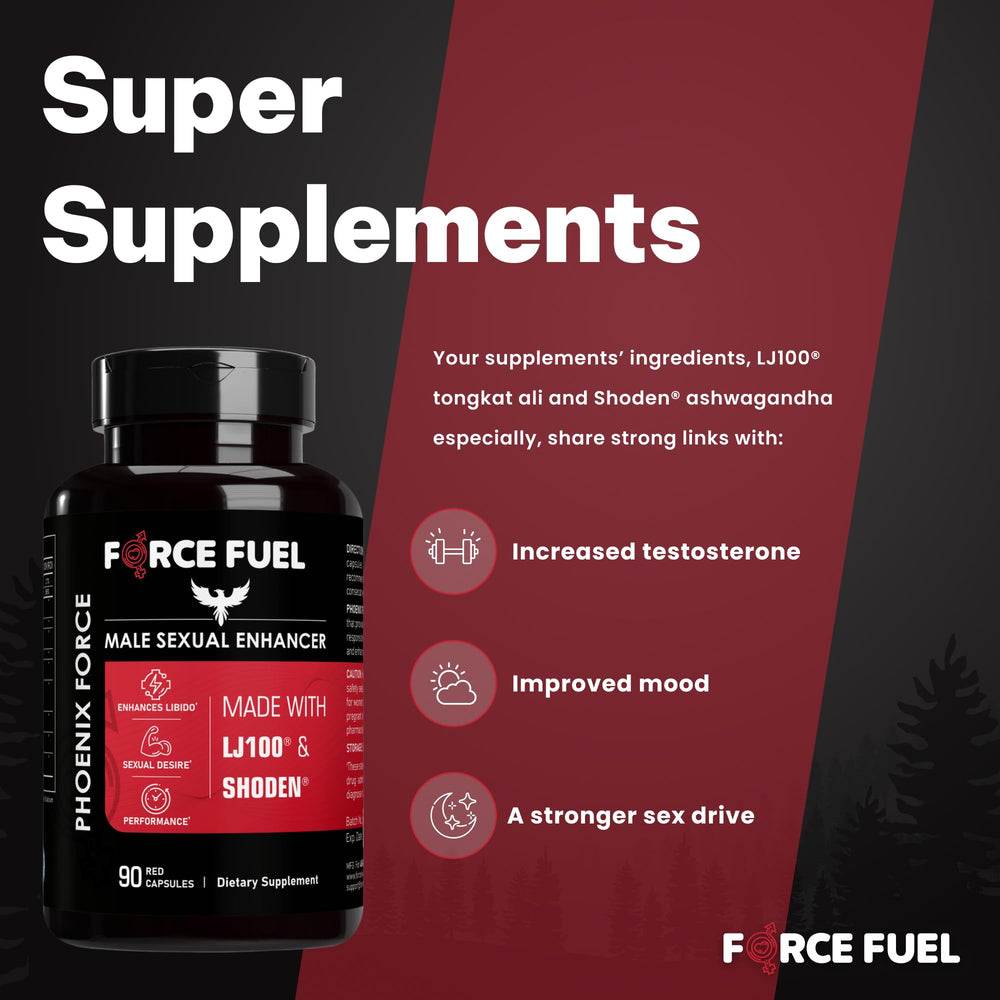 Phoenix Force packaging artwork highlights herbal formulation for vitality.