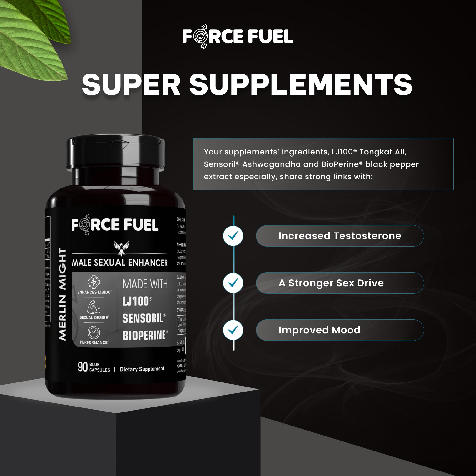 Force Fuel male enhancement capsules in hand — ready for intimate moments.
