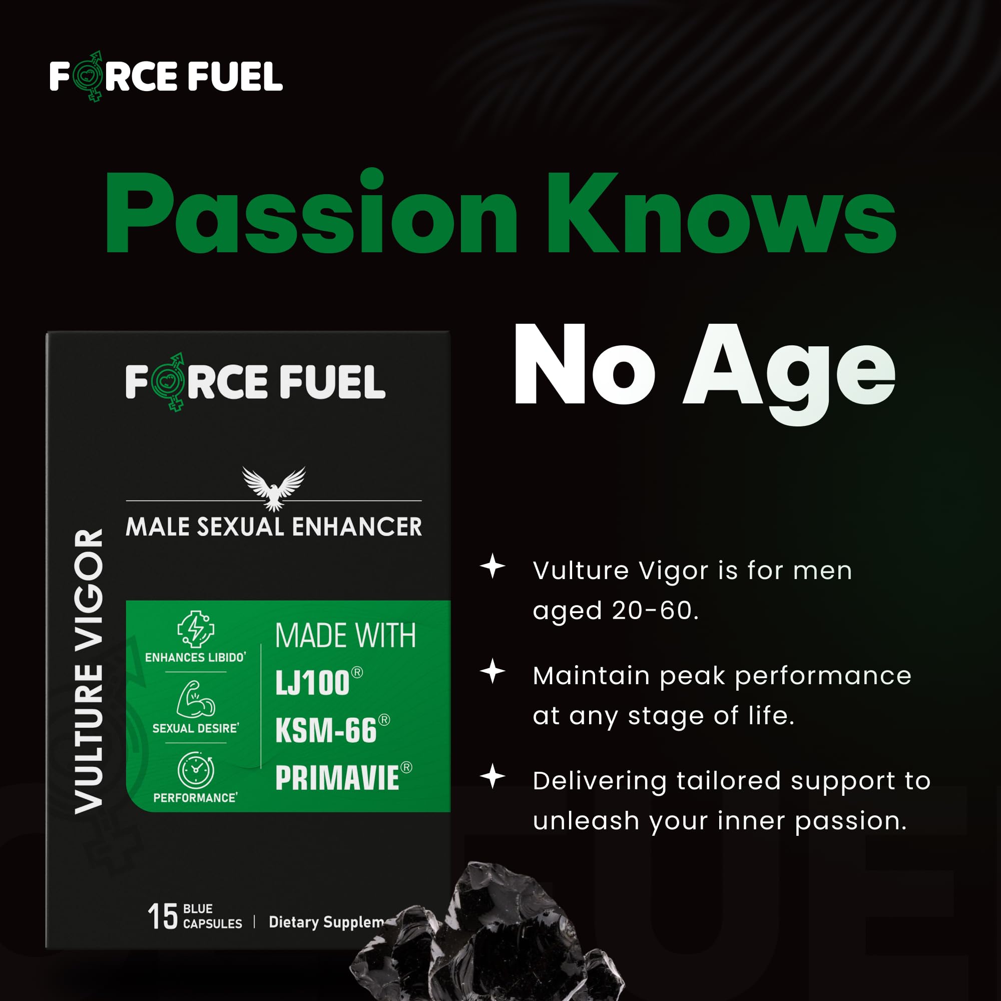 FORCE FUEL Vulture Vigor label highlighting key ingredients for informed choices.