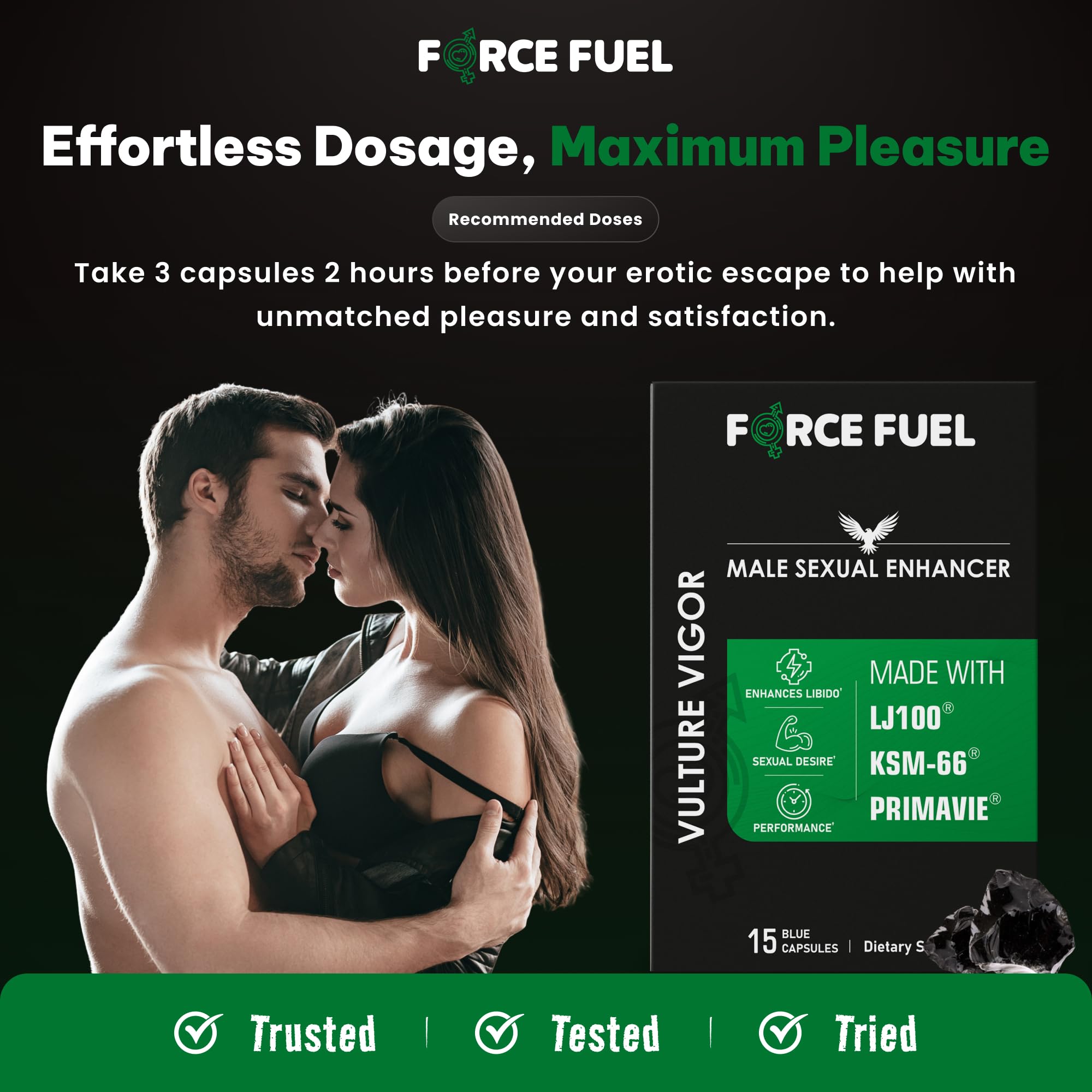 FORCE FUEL Vulture Vigor tongkat-ali close-up signaling traditional energy support.