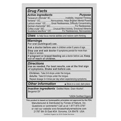 Forces of Nature Focus label close-up highlighting organic ingredients and aroma
