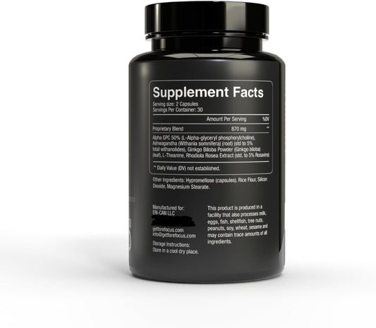 Fore Focus capsules closeup highlights easy-to-swallow form for daily mental clarity.