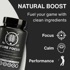Fore Focus on the golf session scene suggests steady concentration and relaxed nerves.