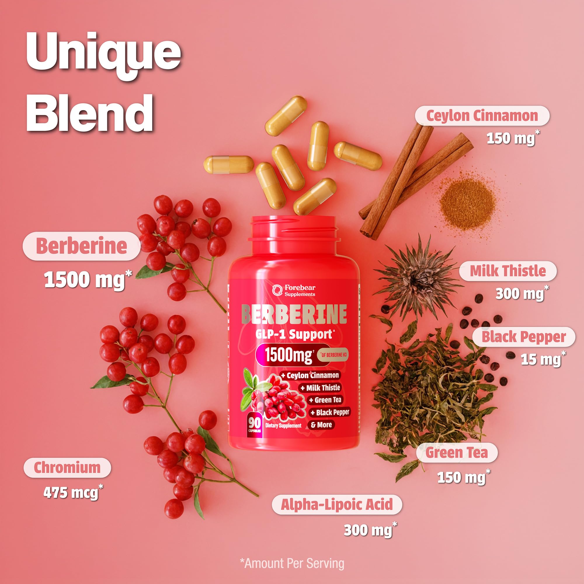 Forebear Berberine bottle on table ready for daily use and routine.