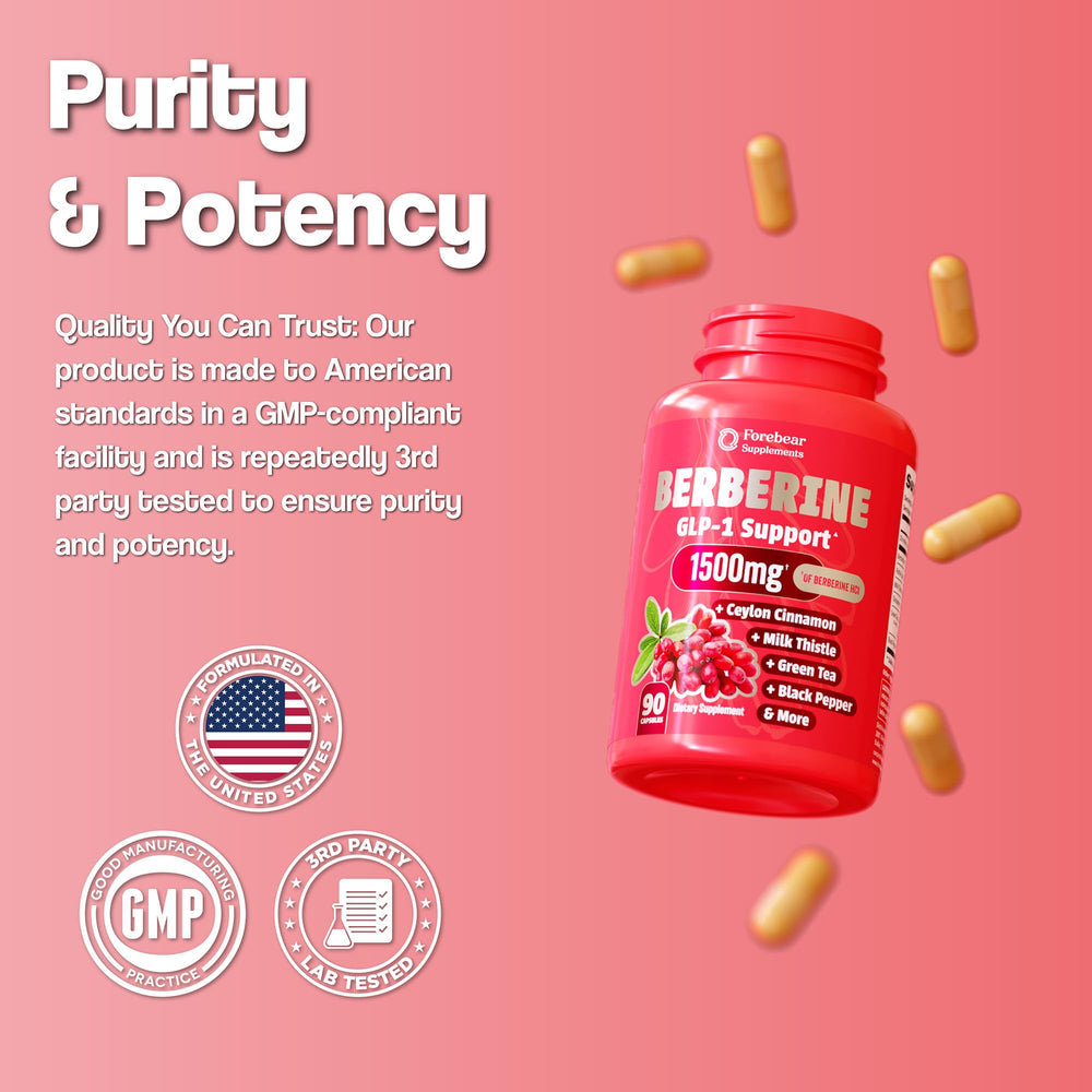 Forebear Berberine capsules in hand illustrate convenient daily supplementation.