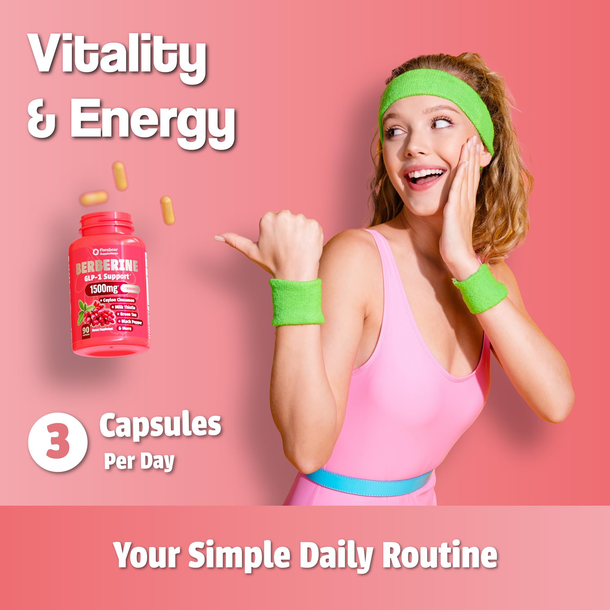 Forebear Berberine ingredients with milk thistle and green tea emphasize antioxidant support.