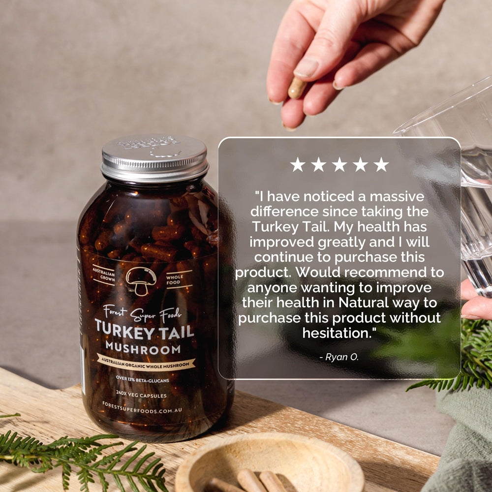 Forest Super Foods freeze-dried Turkey Tail from Australia.