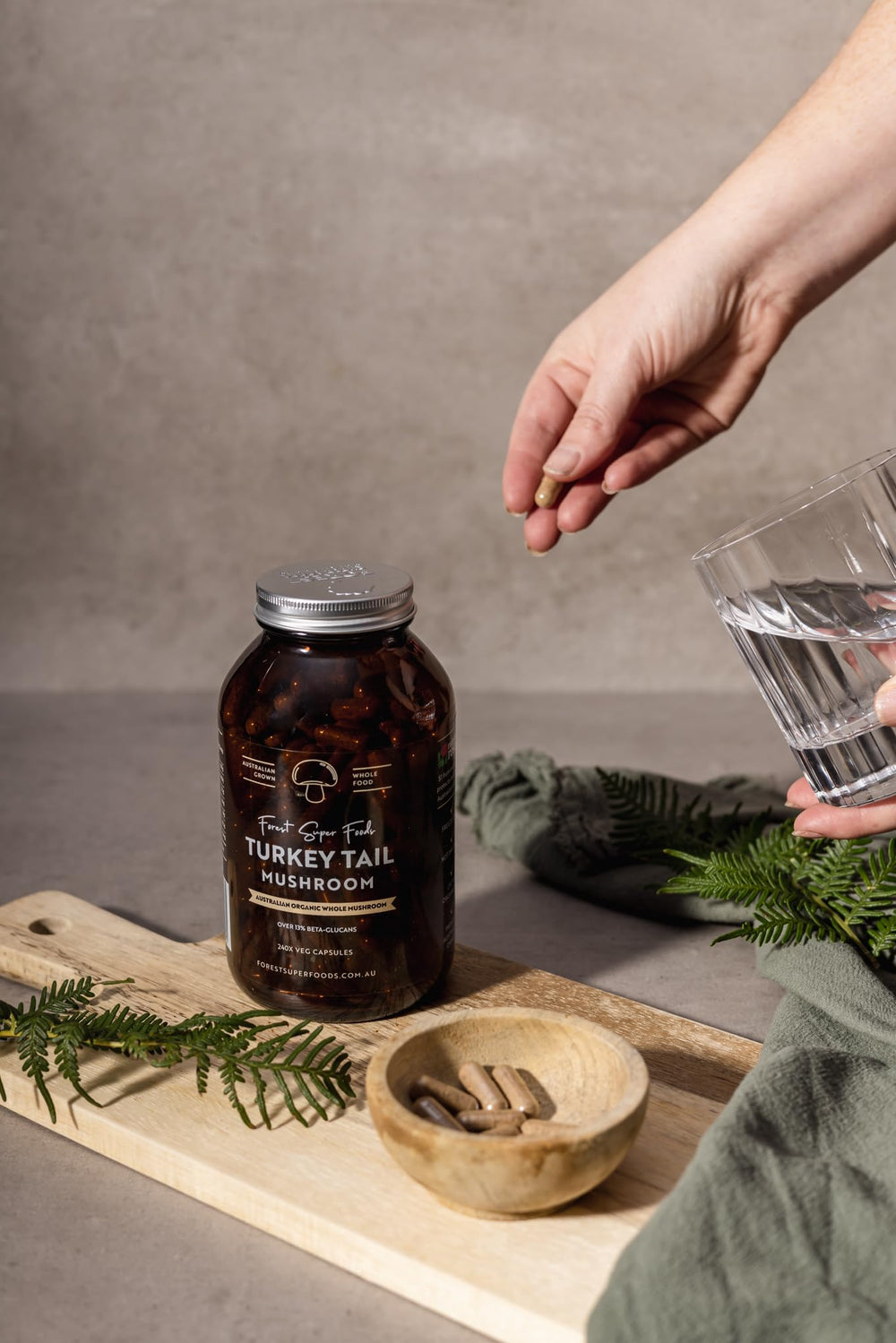 Forest Super Foods product label highlights natural, plant-based ingredients and function.