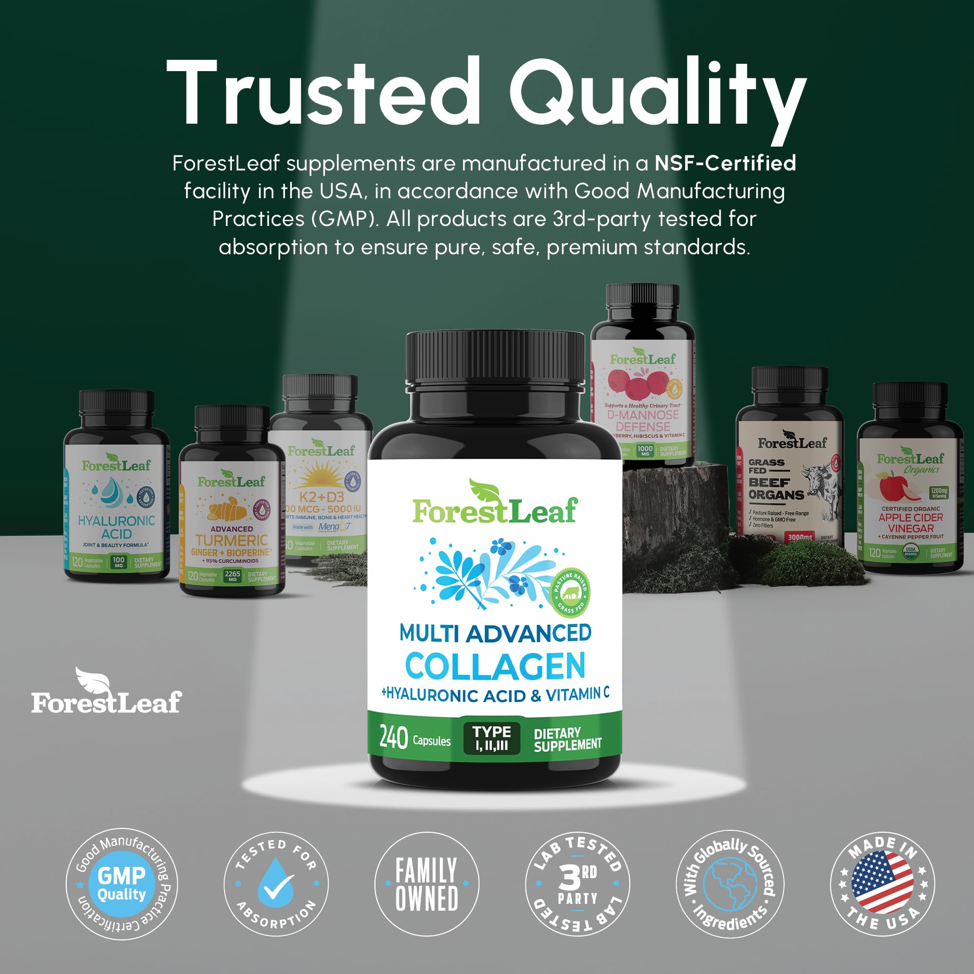 ForestLeaf absorption-tested seal reassures digestion and effectiveness.