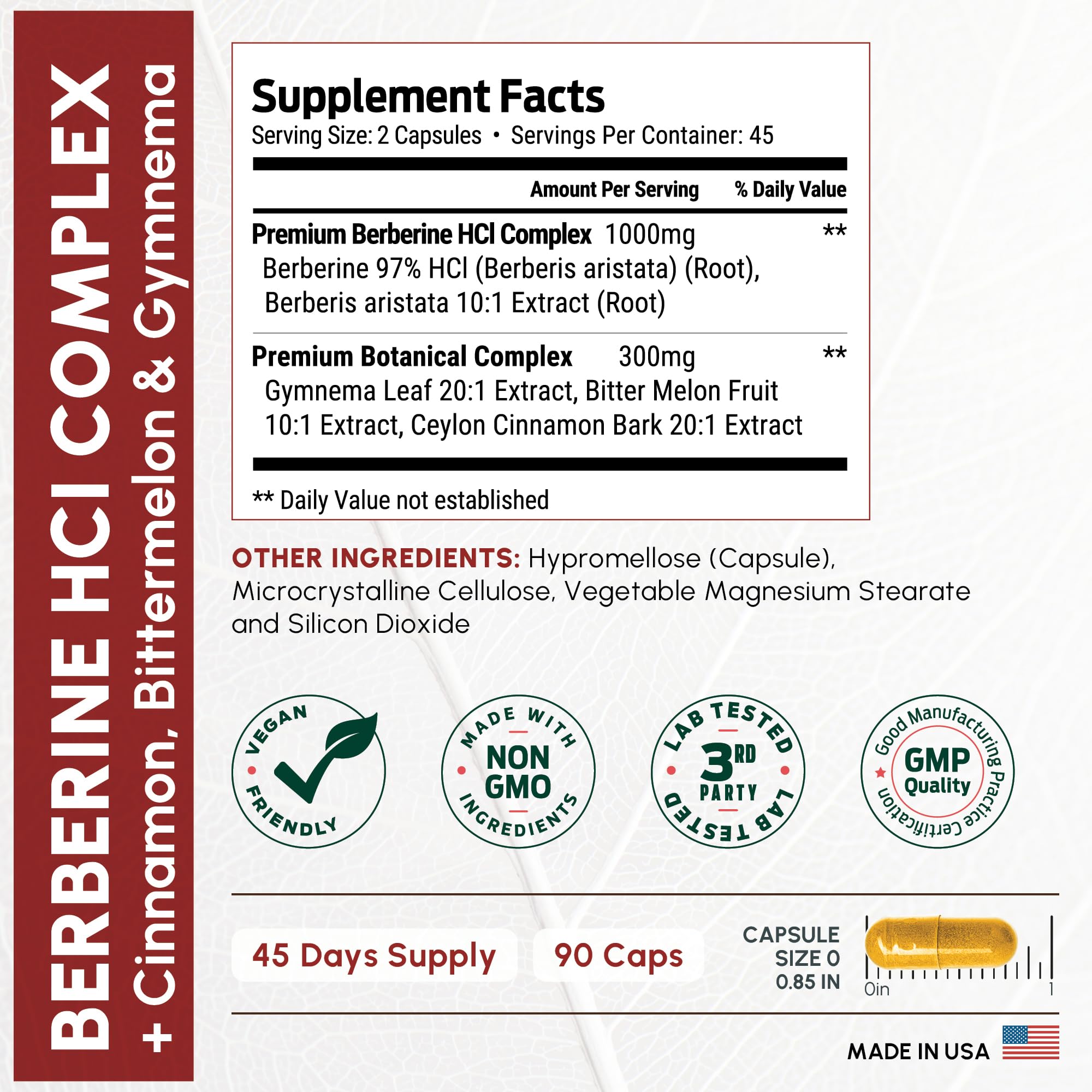 ForestLeaf Berberine bottle with cinnamon sticks signaling added metabolic support