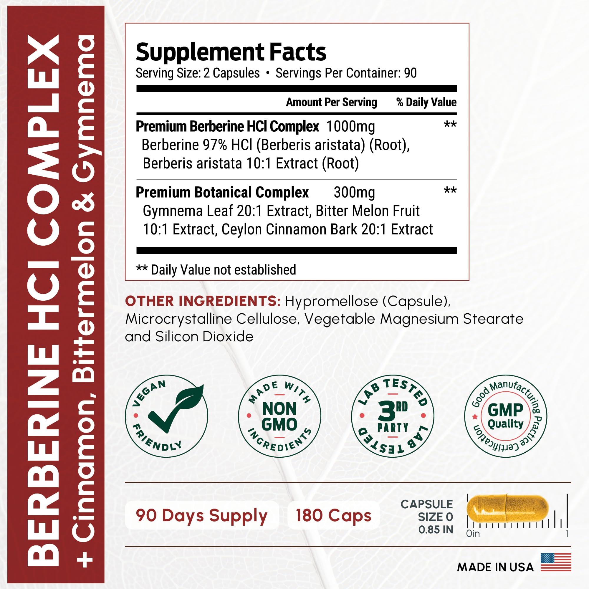 ForestLeaf Berberine label close-up highlighting 97% purity and 10:1 extract