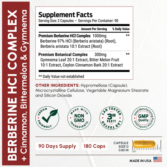 ForestLeaf Berberine label close-up highlighting 97% purity and 10:1 extract