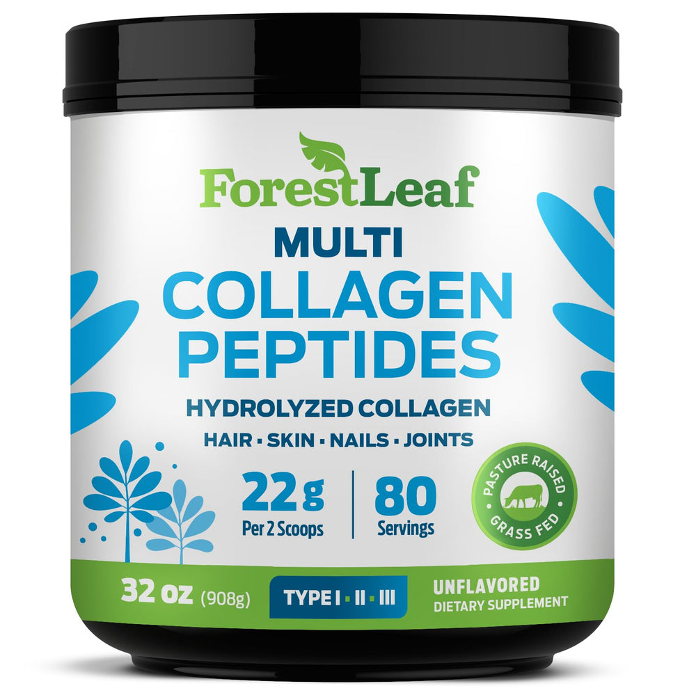 ForestLeaf Collagen Powder unflavored bottle for hair, skin and nails.