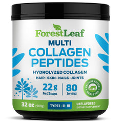 ForestLeaf Collagen Powder unflavored bottle for hair, skin and nails.