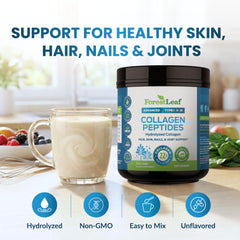 ForestLeaf Collagen Powder unflavored scoop for easy daily servings.