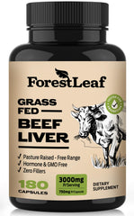 ForestLeaf grass-fed beef liver capsules front of bottle for daily vitality.