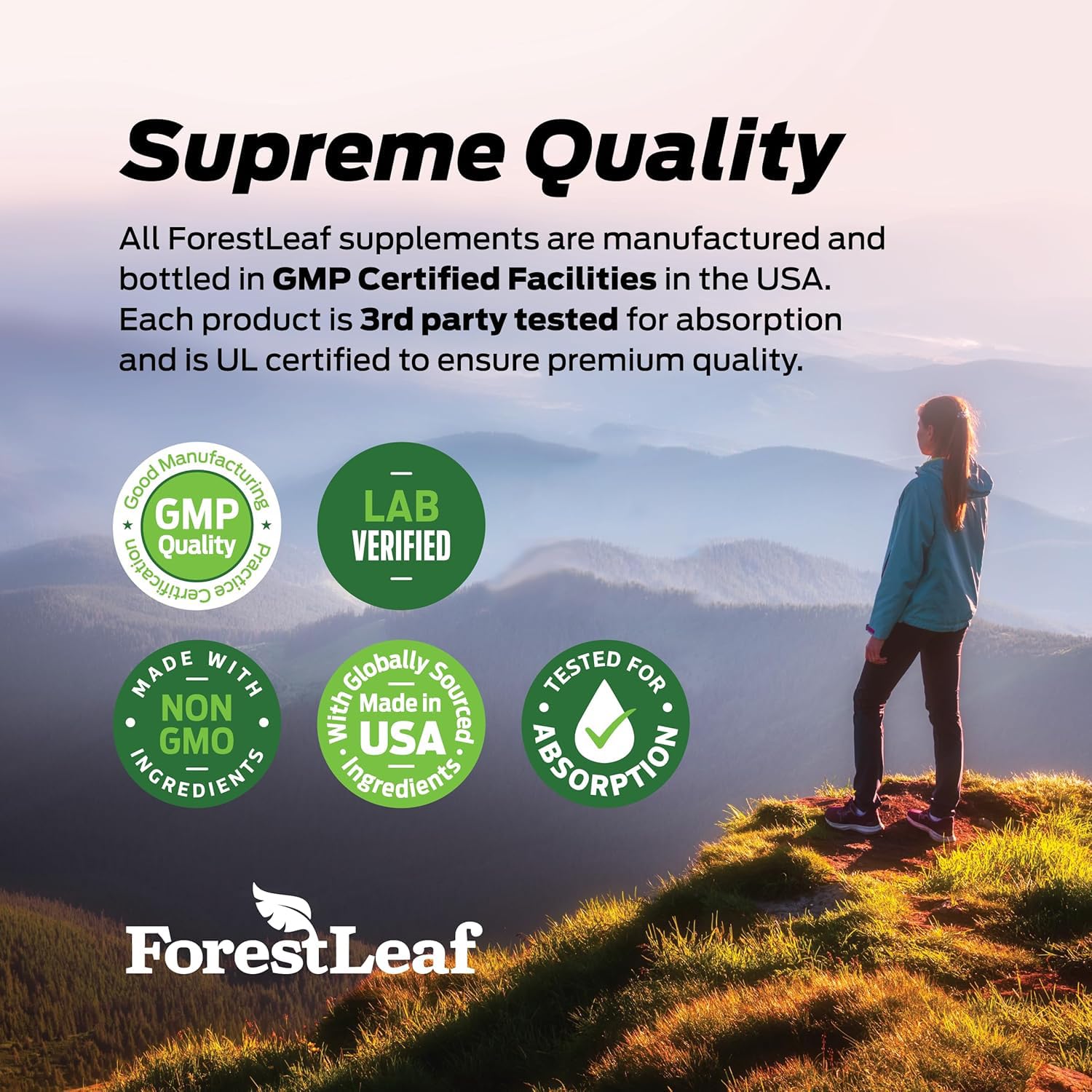 ForestLeaf lab-tested certificate indicates quality and safety.