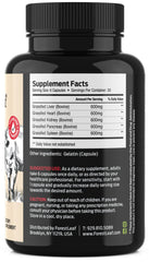 ForestLeaf liver-heart-kidney-pancreas-spleen capsules close-up demonstrate multi-organ nutrition for resilience.