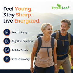 ForestLeaf NAD Resveratrol capsules on tray suggest easy daily supplementation.