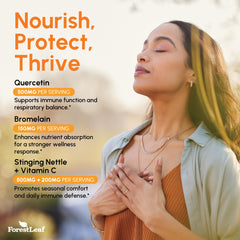 ForestLeaf Quercetin bottle pour demonstrates simple dosing