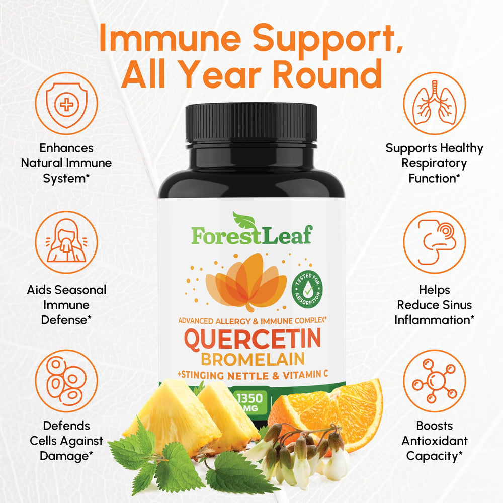 ForestLeaf Quercetin capsules close-up for convenient daily use