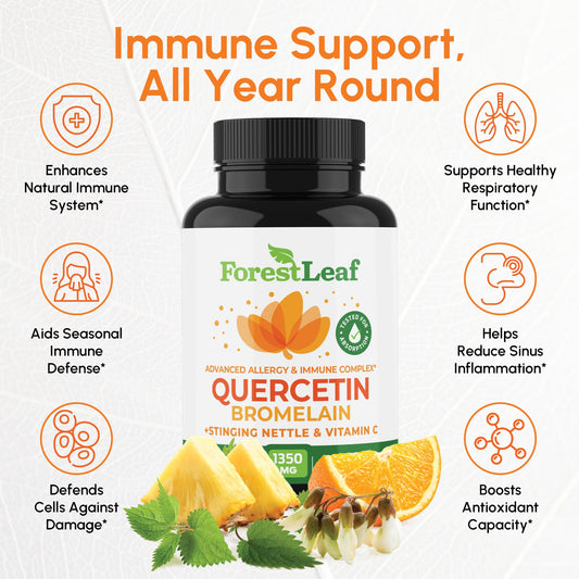 ForestLeaf Quercetin capsules close-up for convenient daily use