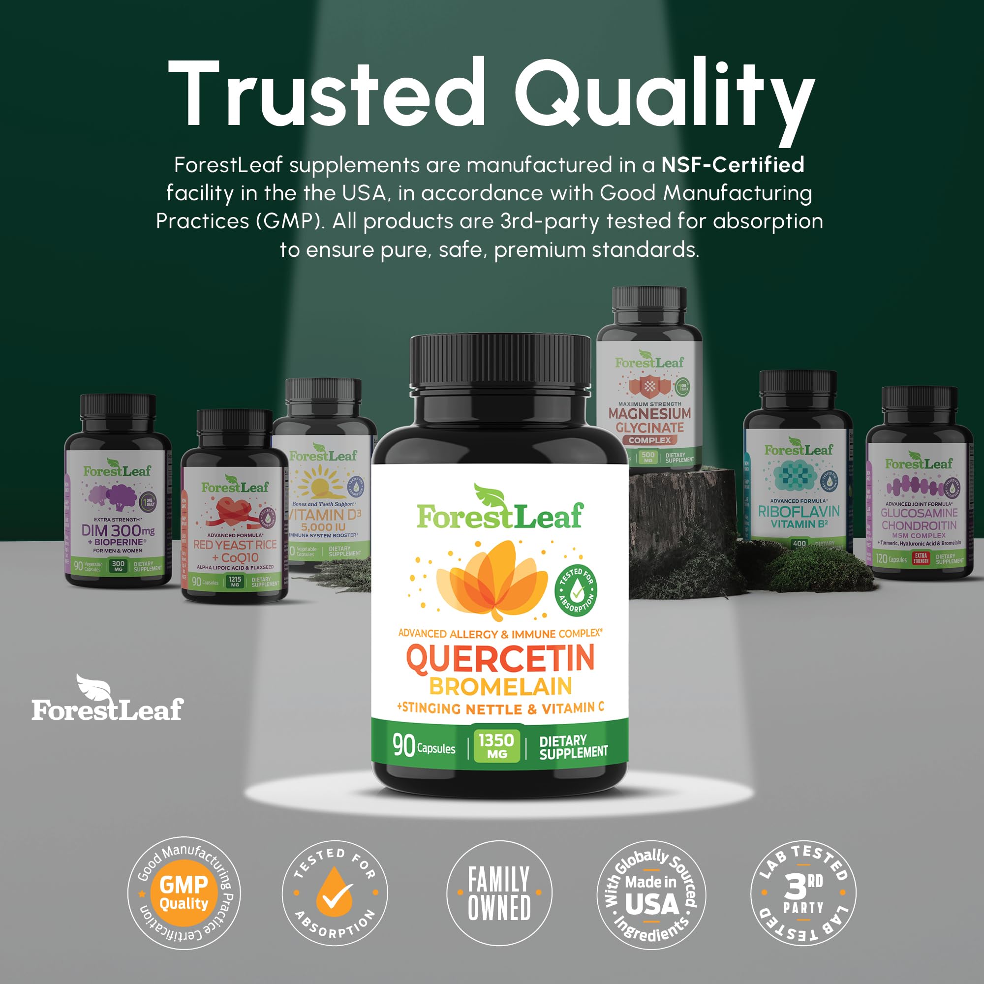 ForestLeaf Quercetin capsules in hand for on-the-go routine