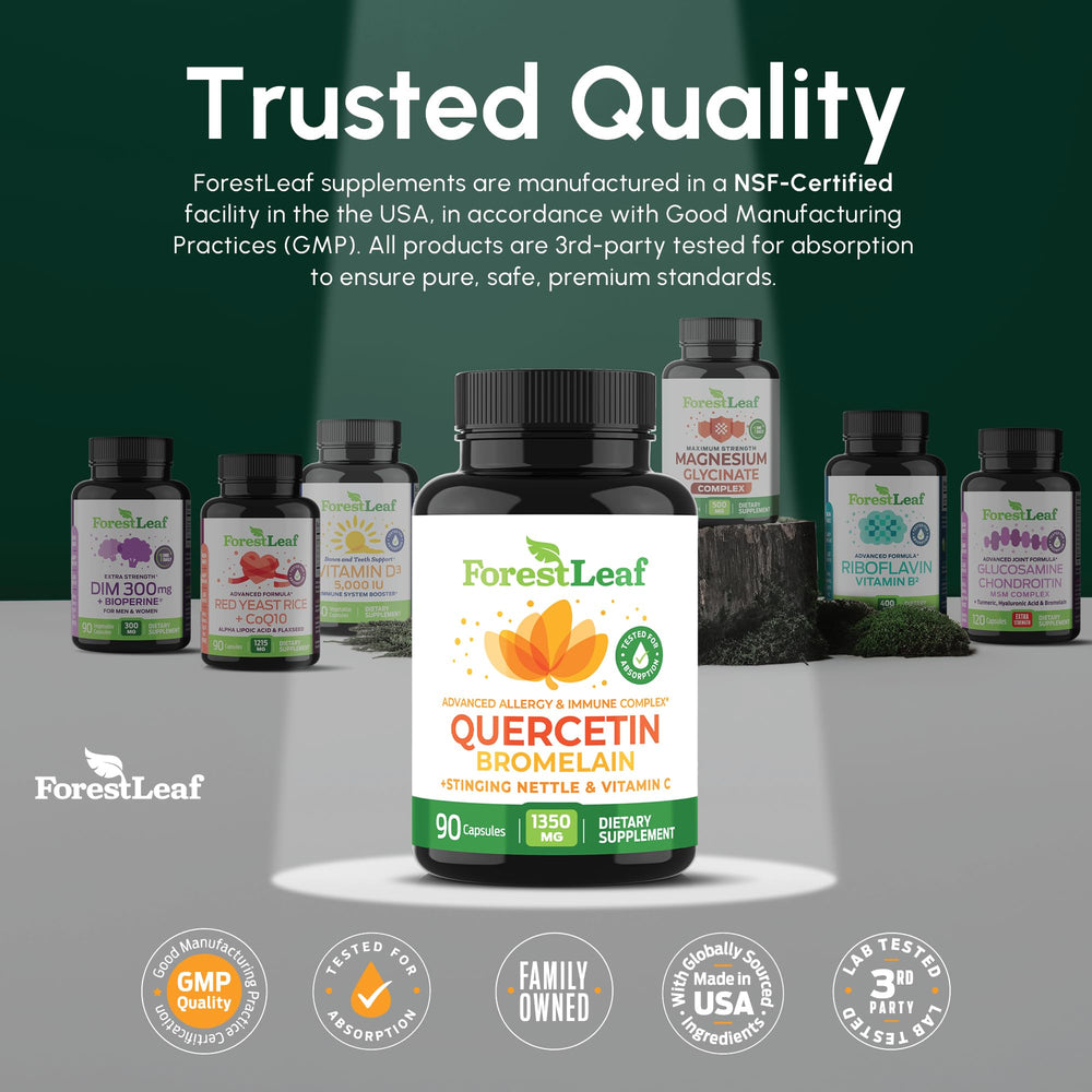 ForestLeaf Quercetin capsules in hand for on-the-go routine
