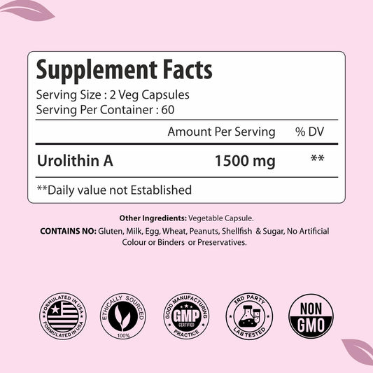 ForestVibe Urolithin A capsules pack shows vegan capsules.