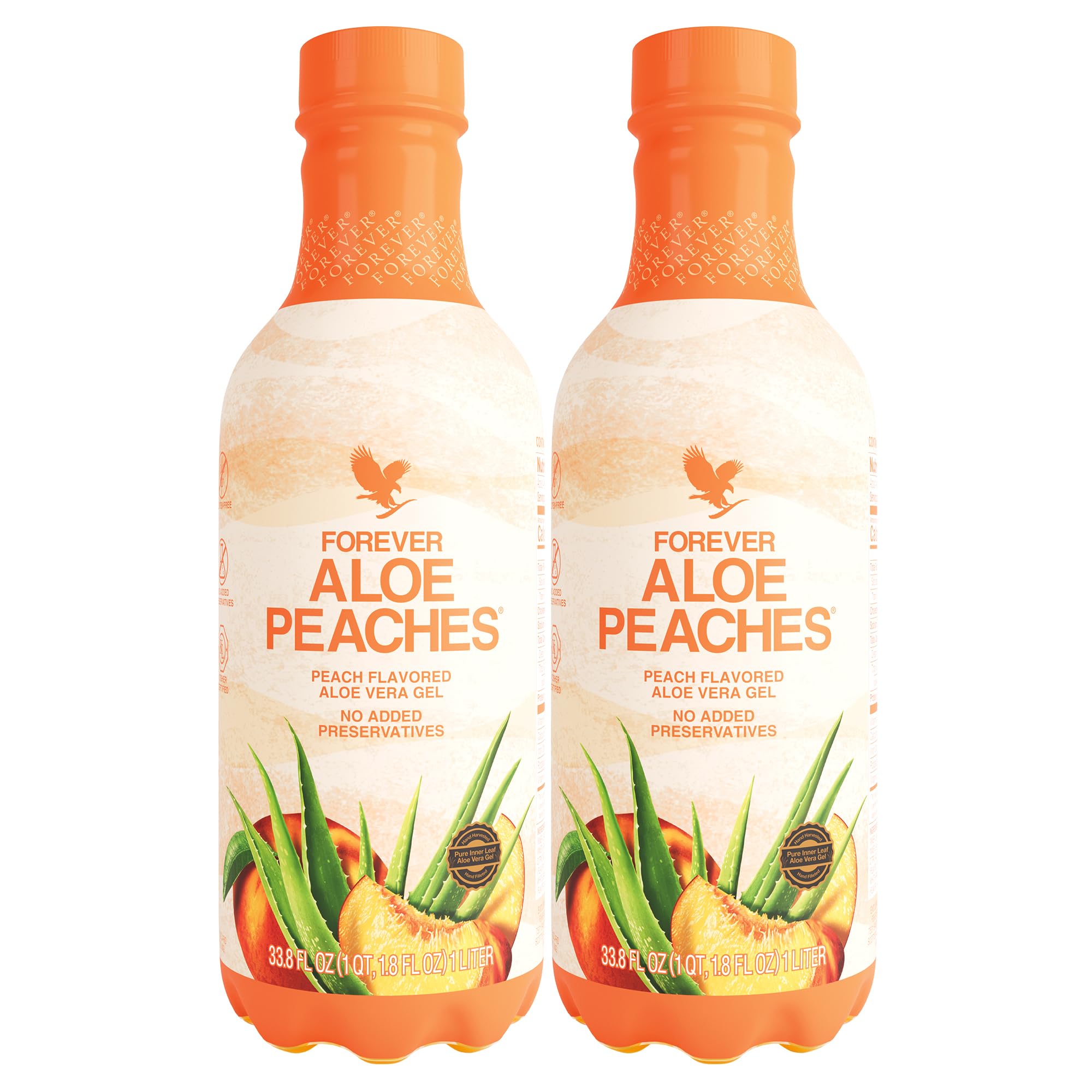 Forever Aloe Peaches 2-pack bottle with real peach flavor for daily hydration