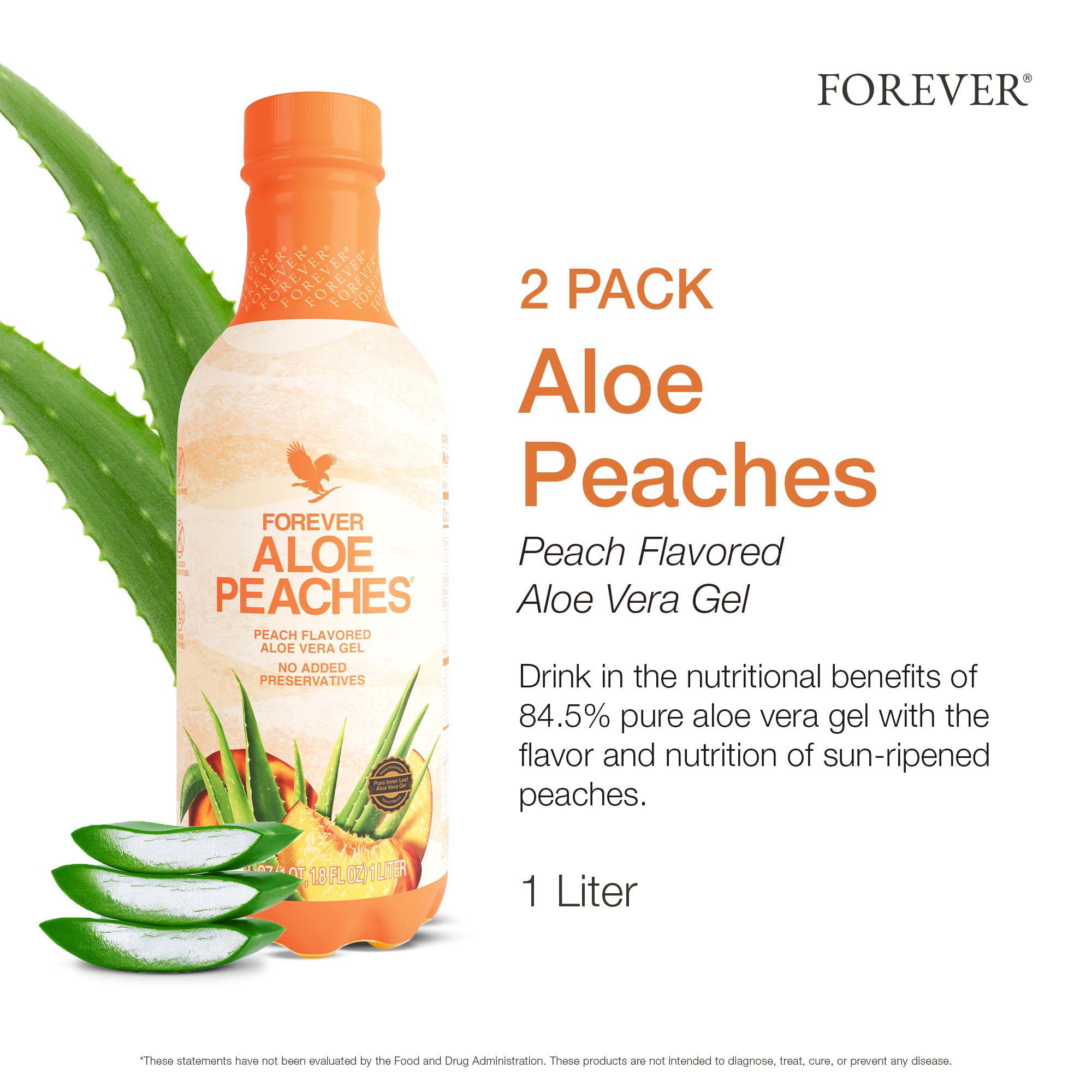 Forever Aloe Peaches peach-flavor closeup highlighting natural flavor