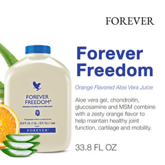 Forever Freedom label closeup with glucosamine and chondroitin for cartilage support.