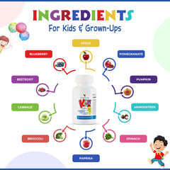 Forever Kids gluten-free label on grape multivitamin for gluten-sensitive families
