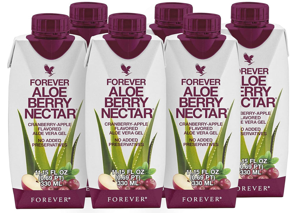 Forever Living Aloe Berry Nectar bottle close-up highlighting pure aloe and fruit blend for daily refreshment.