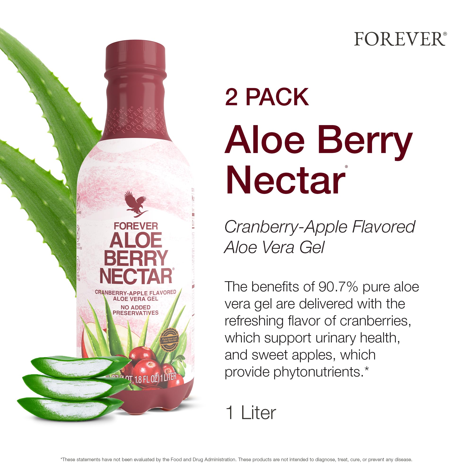 Aloe Berry Nectar ingredients close-up with cranberries and apples