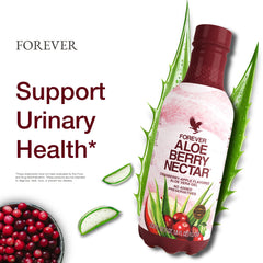 Two-pack Forever Living Aloe Berry Nectar bottles on display
