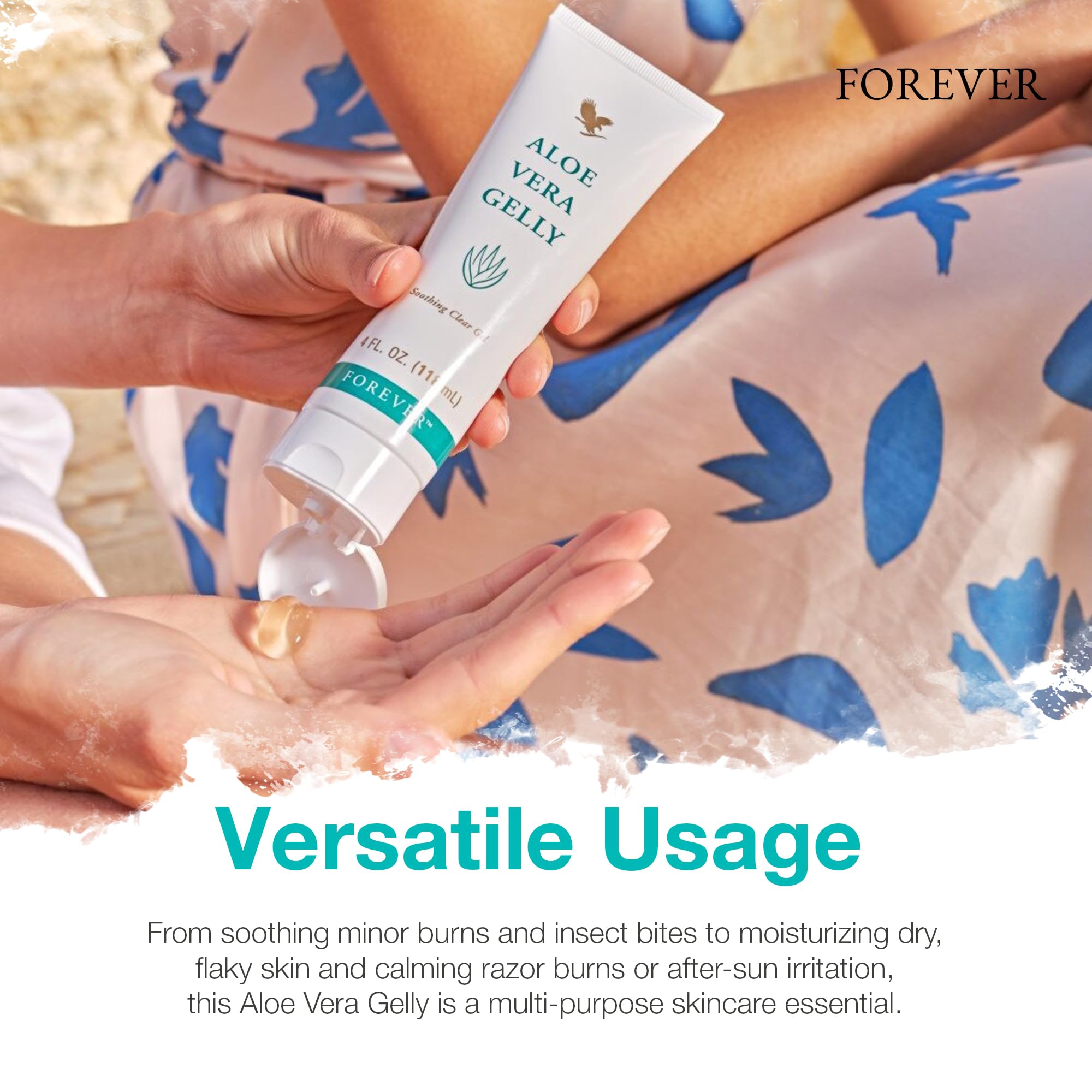 Forever Living Aloe Vera Gelly packaging highlights vegan and gluten-free credentials