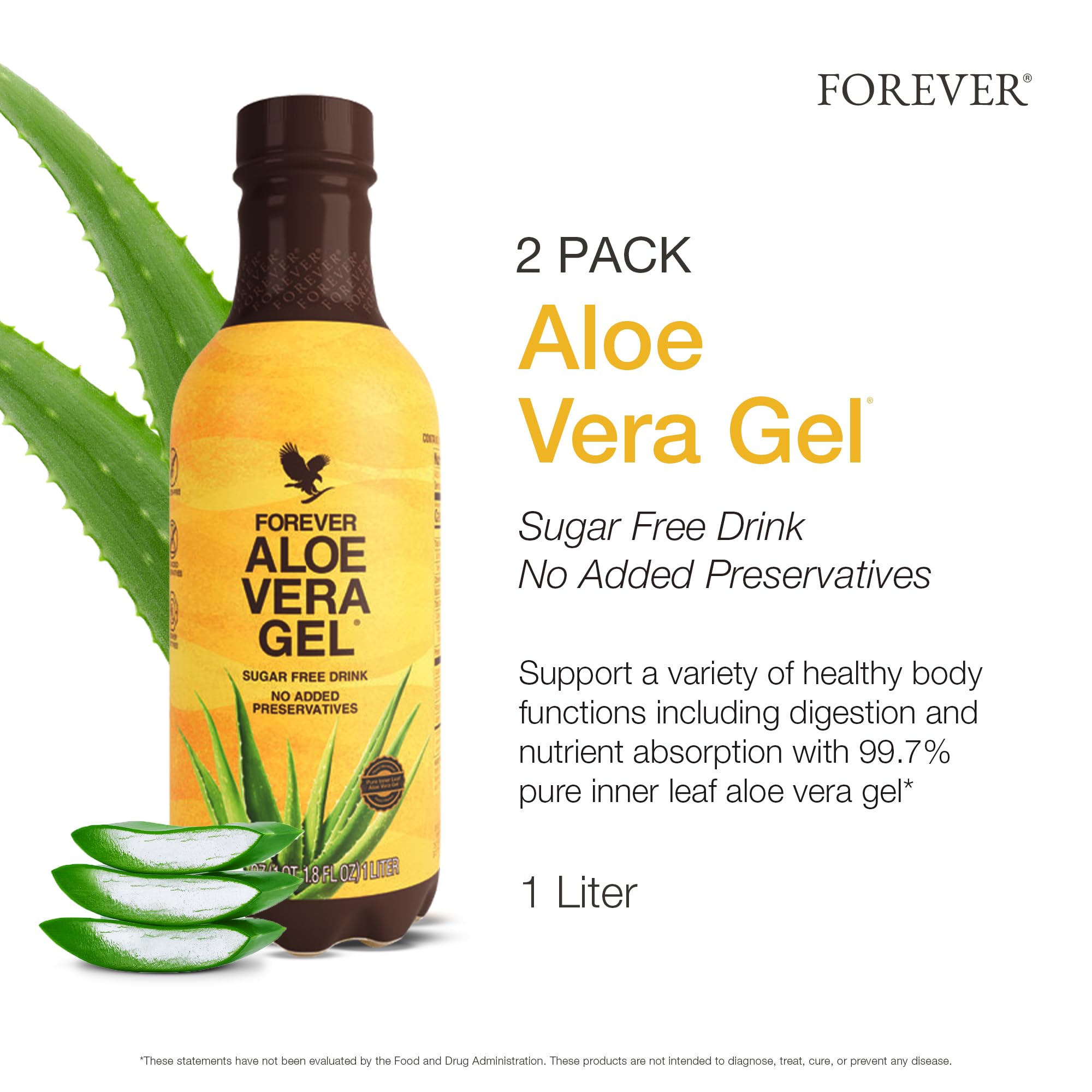 Forever Living Aloe Vera Gel preservative-free bottles provide convenient daily use.