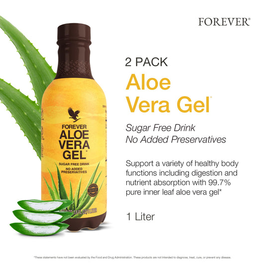 Forever Living Aloe Vera Gel preservative-free bottles provide convenient daily use.
