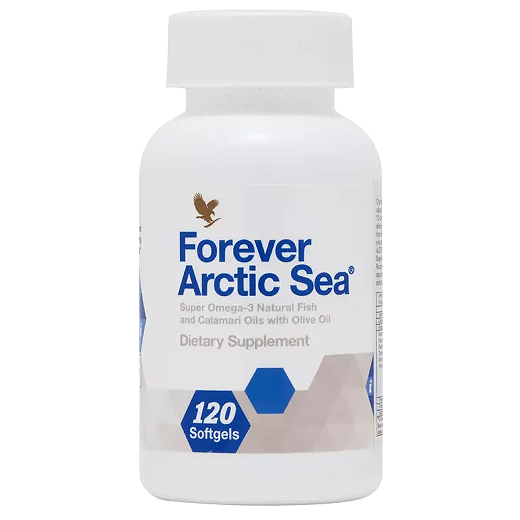 Forever Living Arctic Sea Omega-3 bottle and softgels, supporting heart health.
