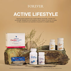 Lifestyle shot of a morning routine with Arctic Sea bottle on a desk.