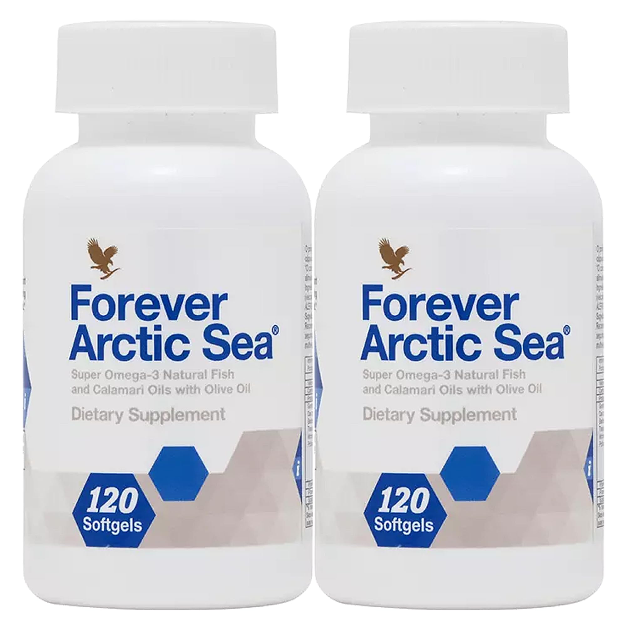 Forever Living Arctic Sea Omega-3 bottle showcases citrus-softgels for daily heart and brain support.