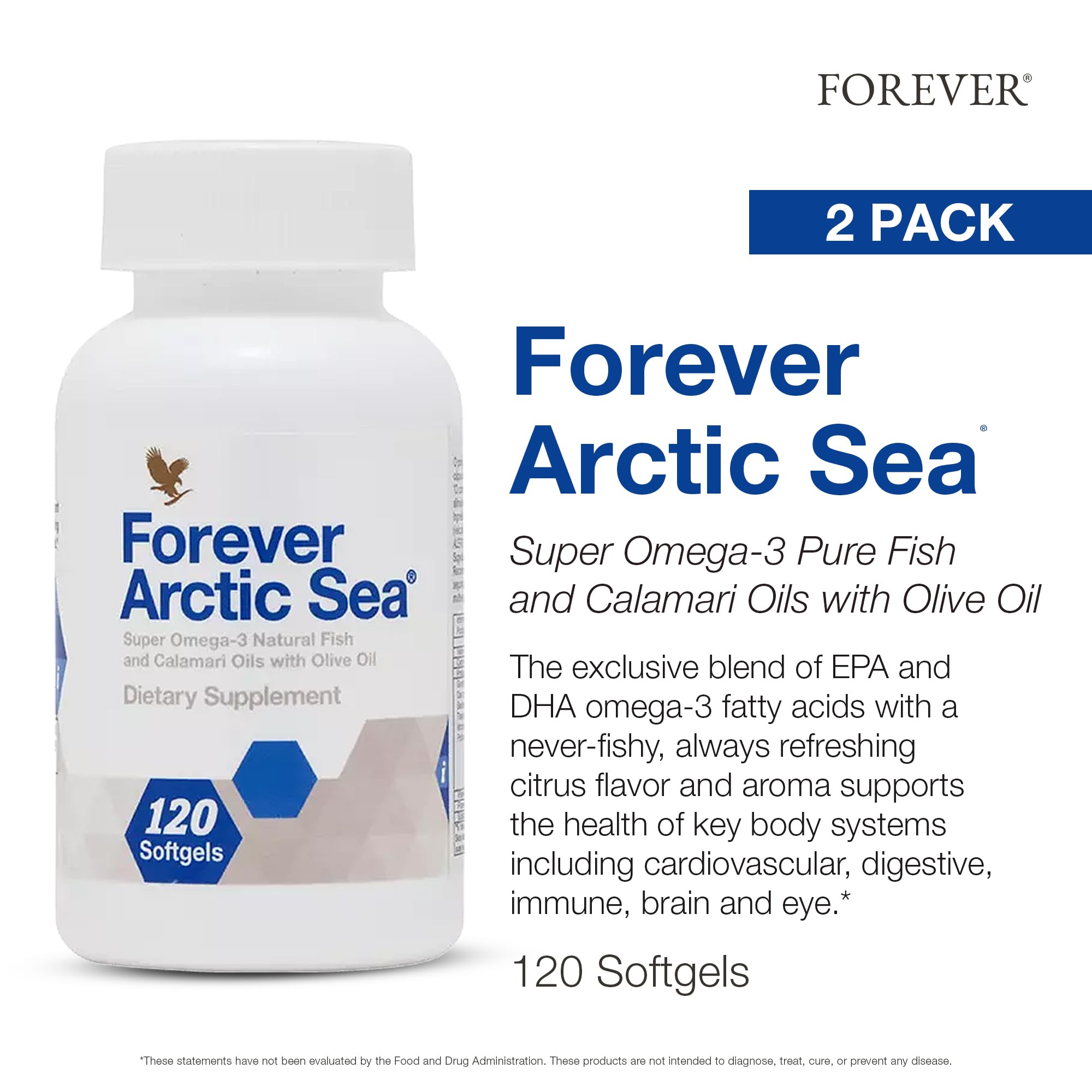 Closeup of Arctic Sea Omega-3 softgels highlighting gluten-free formula and pleasant citrus aroma.
